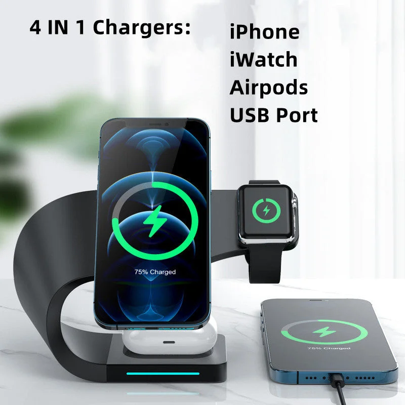 NEW 4in1 design Fast Wireless Charger for new apple iPhone iWatch airpods USB charging port