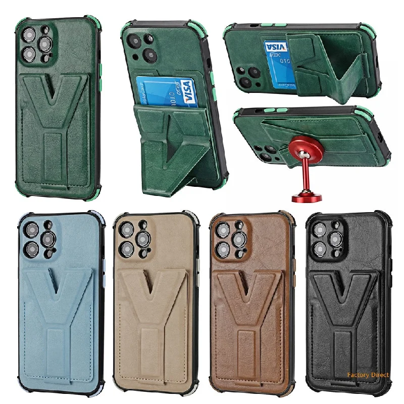 iPhone 13 12 Mini 11 Pro Max Casing Luxury Shockproof  Leather phone case with stand holder and card slot wallet back cover For apple X XR XS Max SE 2020 with magnetic plate