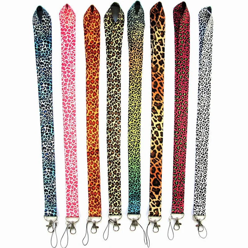 Fashion Classic Leopard Lanyards for ID Holders Work Pass Card Cellphone Name Badges Neck Strap with Keyring