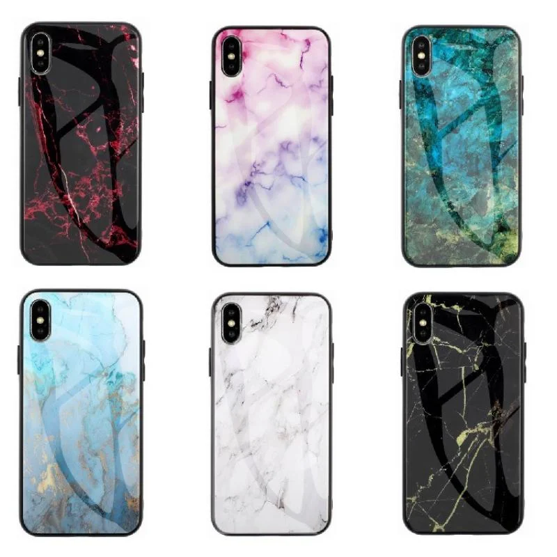 Marble Hard Tempered Glass phone case for iPhone 13 12 11 Pro Max