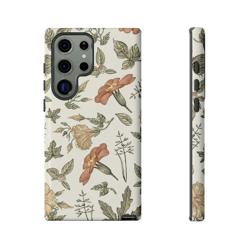 White Vintage Flower Samsung Case (Protective)