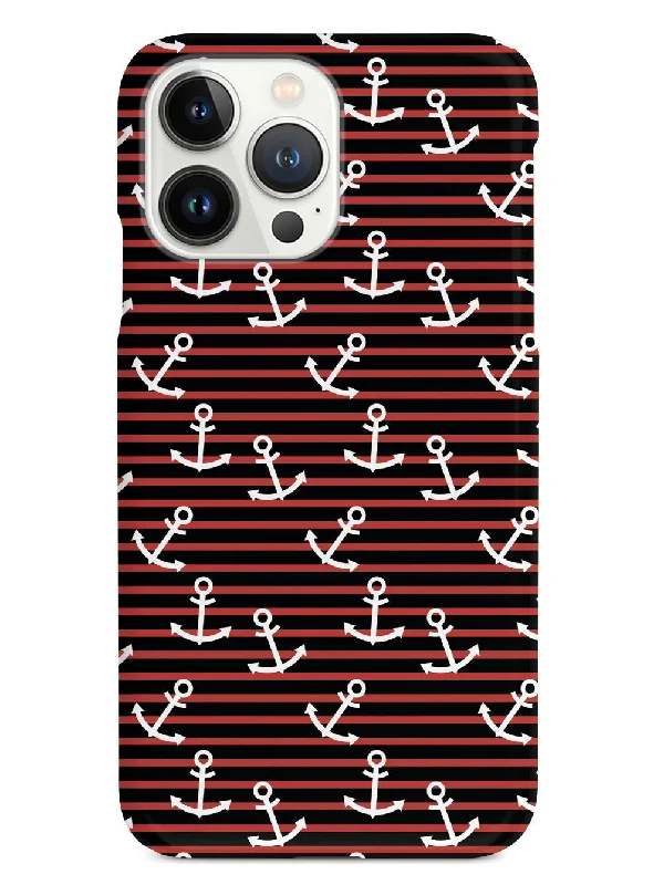 Anchor Horizontal Stripes Pattern - Black Case