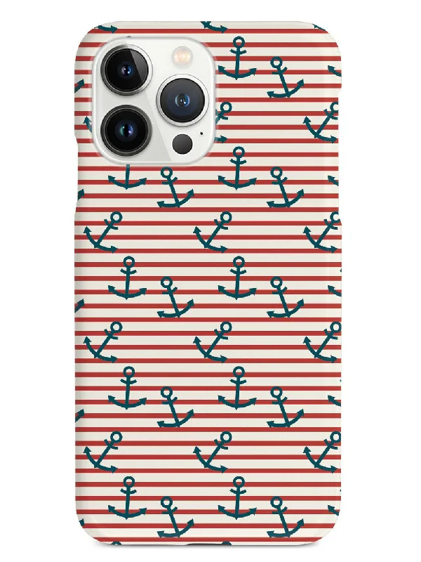 Anchor Horizontal Stripes Pattern - White Case