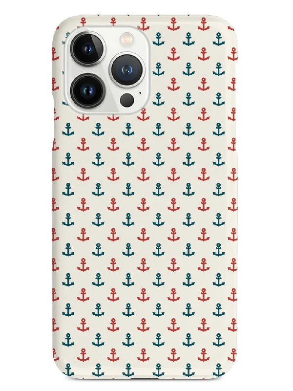 Anchor Pattern - Navy And Red - White Case