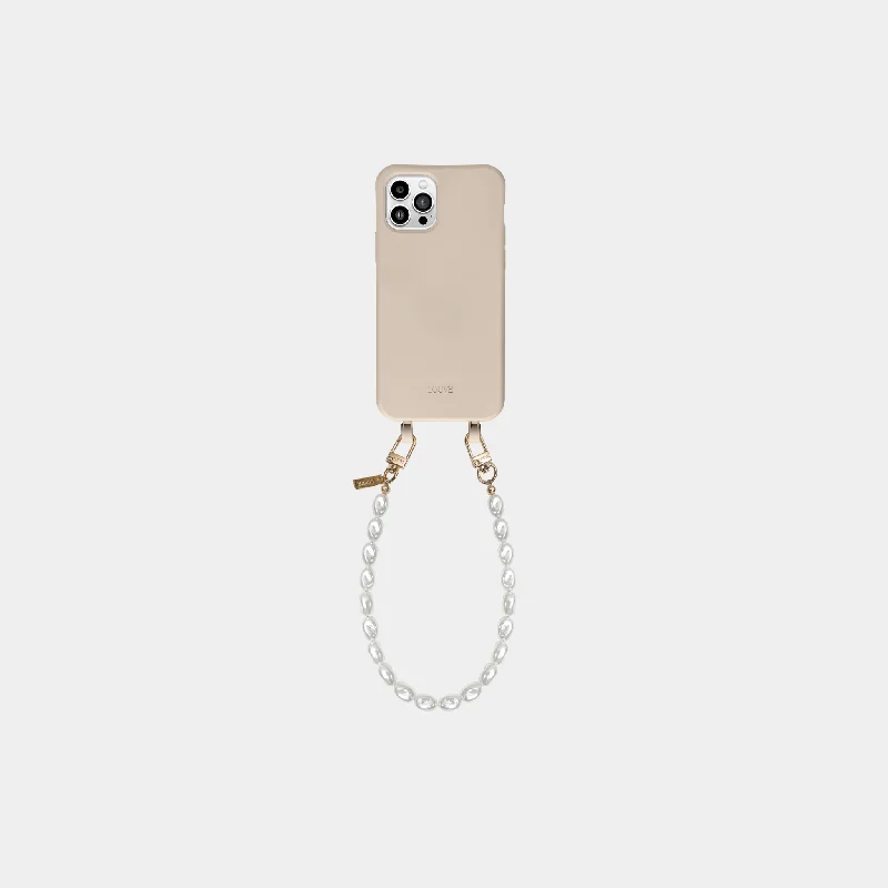 Beige Phone Case + Pearl Wristlet | As Seen in Emily in Paris