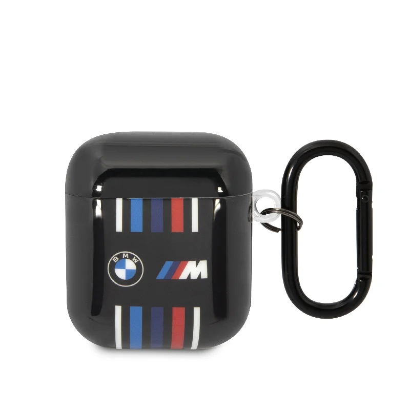 Airpods 1/2 - M Case TPU Multiple Colored Lines Black - BMW