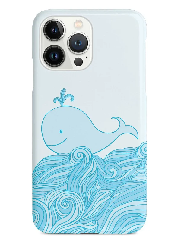 Cute Whale Doodle Waves - White Case