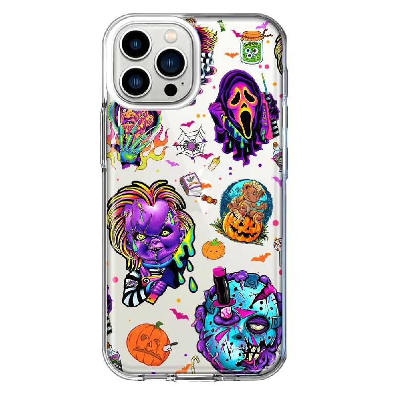 For Apple iPhone 11 Pro Cute Halloween Spooky Horror Scary Neon Characters Design Hybrid Protective Phone Case Cover