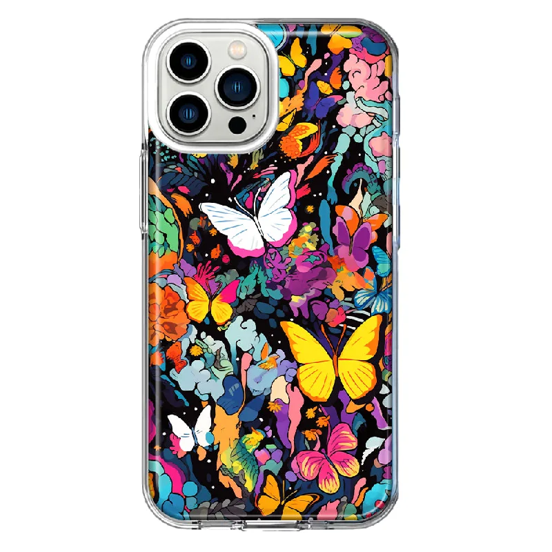 For Apple iPhone 11 Pro Max Psychedelic Trippy Butterflies Pop Art Design Hybrid Protective Phone Case Cover