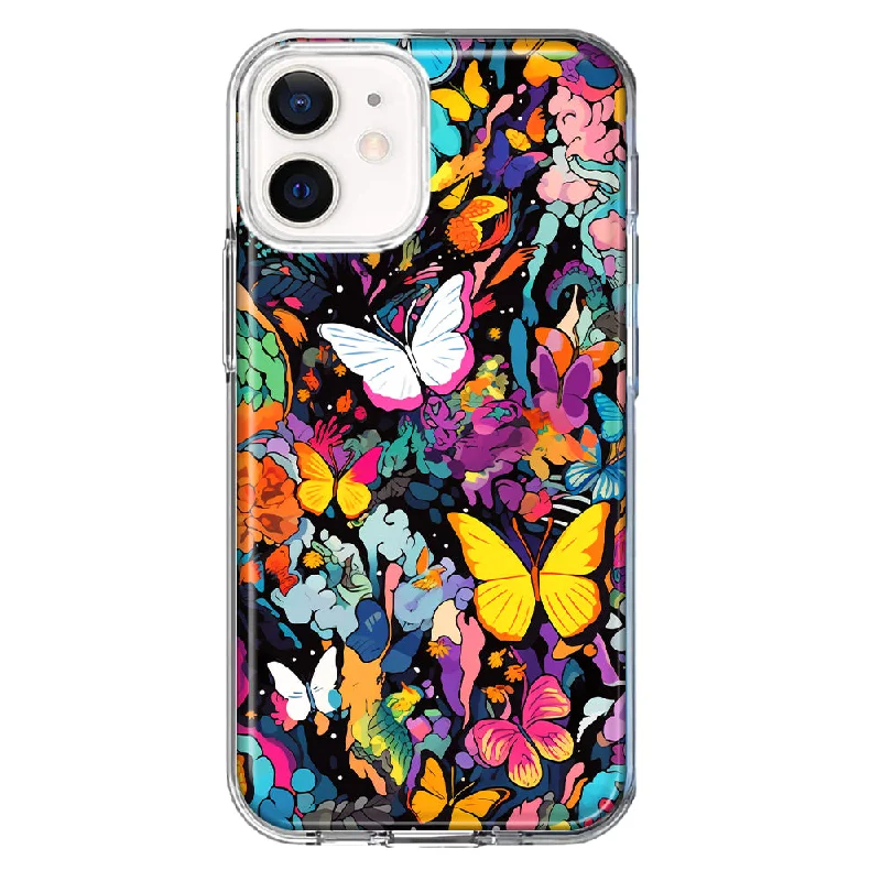 For Apple iPhone 11 Psychedelic Trippy Butterflies Pop Art Design Hybrid Protective Phone Case Cover