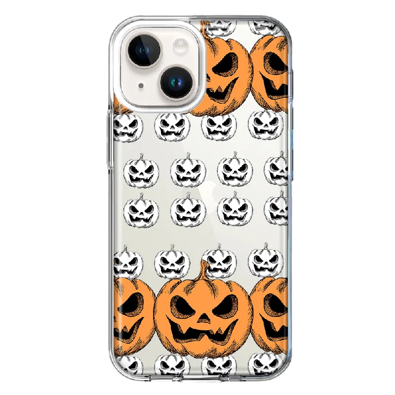 For Apple iPhone 13 Halloween Spooky Horror Scary Jack O Lantern Pumpkins Design Hybrid Protective Phone Case Cover