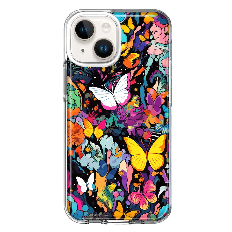 For Apple iPhone 13 Mini Psychedelic Trippy Butterflies Pop Art Design Hybrid Protective Phone Case Cover