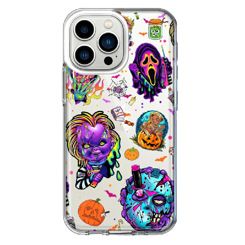 For Apple iPhone 13 Pro Cute Halloween Spooky Horror Scary Neon Characters Design Hybrid Protective Phone Case Cover