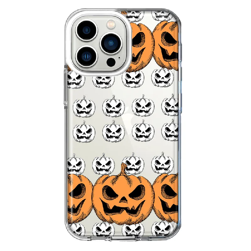 For Apple iPhone 13 Pro Halloween Spooky Horror Scary Jack O Lantern Pumpkins Design Hybrid Protective Phone Case Cover