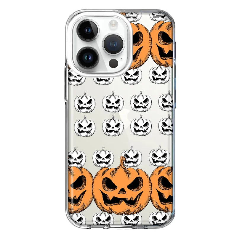 For Apple iPhone 14 Pro Halloween Spooky Horror Scary Jack O Lantern Pumpkins Design Hybrid Protective Phone Case Cover