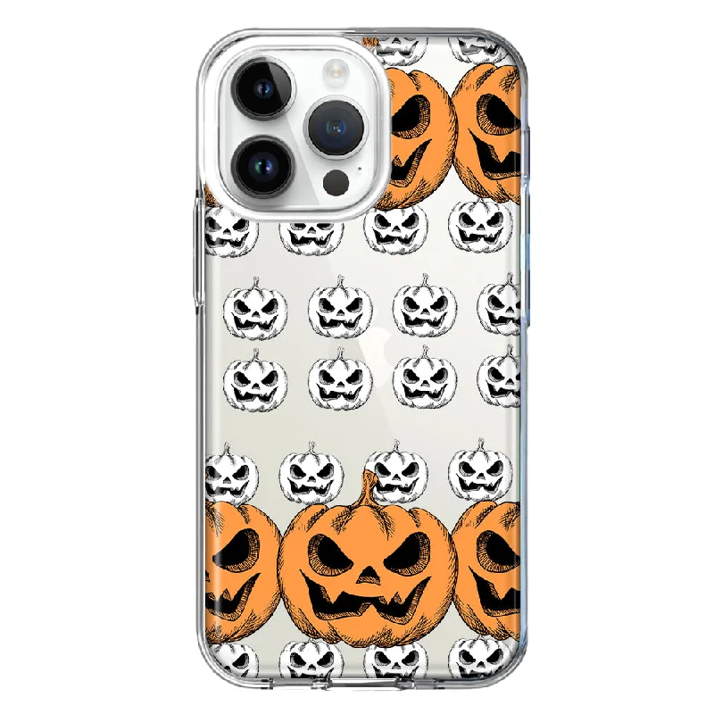 For Apple iPhone 14 Pro Max Halloween Spooky Horror Scary Jack O Lantern Pumpkins Design Hybrid Protective Phone Case Cover