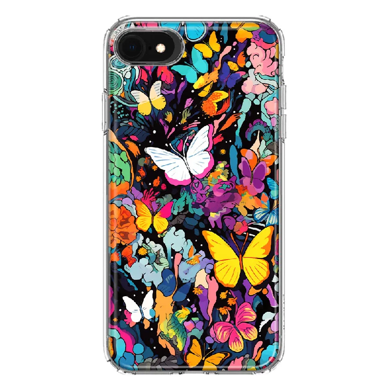 For Apple iPhone 6/7/8/SE 2020/SE 3 2022 Psychedelic Trippy Butterflies Pop Art Design Hybrid Protective Phone Case Cover