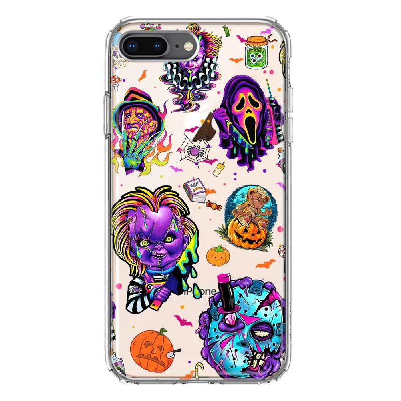 For Apple iPhone 7/8 Plus Cute Halloween Spooky Horror Scary Neon Characters Design Hybrid Protective Phone Case Cover