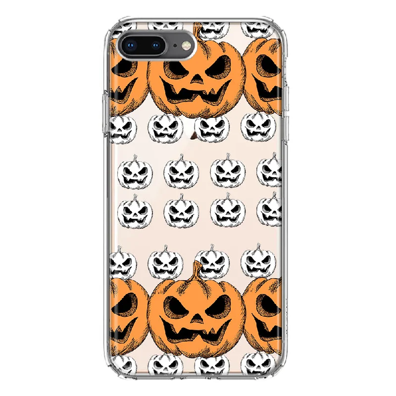 For Apple iPhone 7/8 Plus Halloween Spooky Horror Scary Jack O Lantern Pumpkins Design Hybrid Protective Phone Case Cover