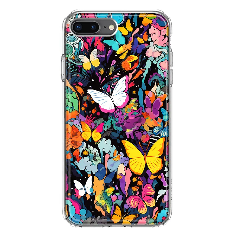 For Apple iPhone 7/8 Plus Psychedelic Trippy Butterflies Pop Art Design Hybrid Protective Phone Case Cover