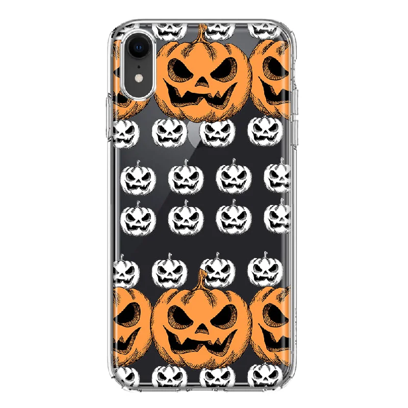 For Apple iPhone XR Halloween Spooky Horror Scary Jack O Lantern Pumpkins Design Hybrid Protective Phone Case Cover