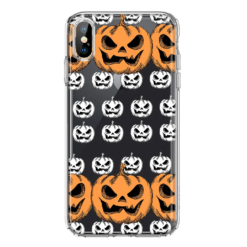 For Apple iPhone XS Max Halloween Spooky Horror Scary Jack O Lantern Pumpkins Design Hybrid Protective Phone Case Cover