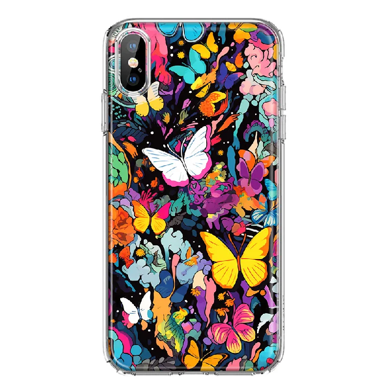 For Apple iPhone XS Max Psychedelic Trippy Butterflies Pop Art Design Hybrid Protective Phone Case Cover