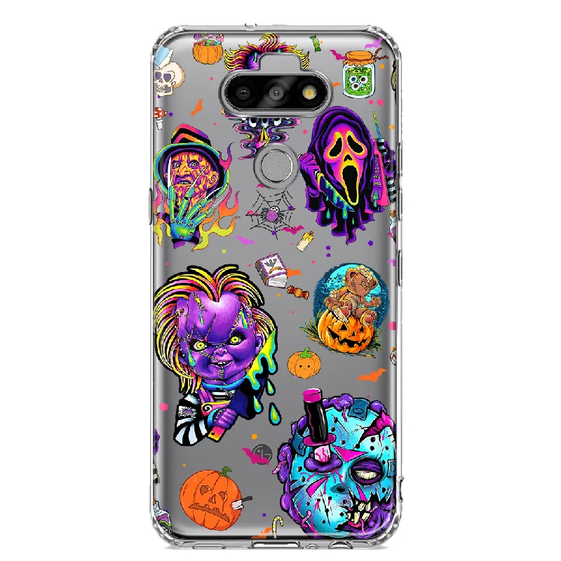 For LG Aristo 5/Phoenix 5/Risio 4 Cute Halloween Spooky Horror Scary Neon Characters Design Hybrid Protective Phone Case Cover