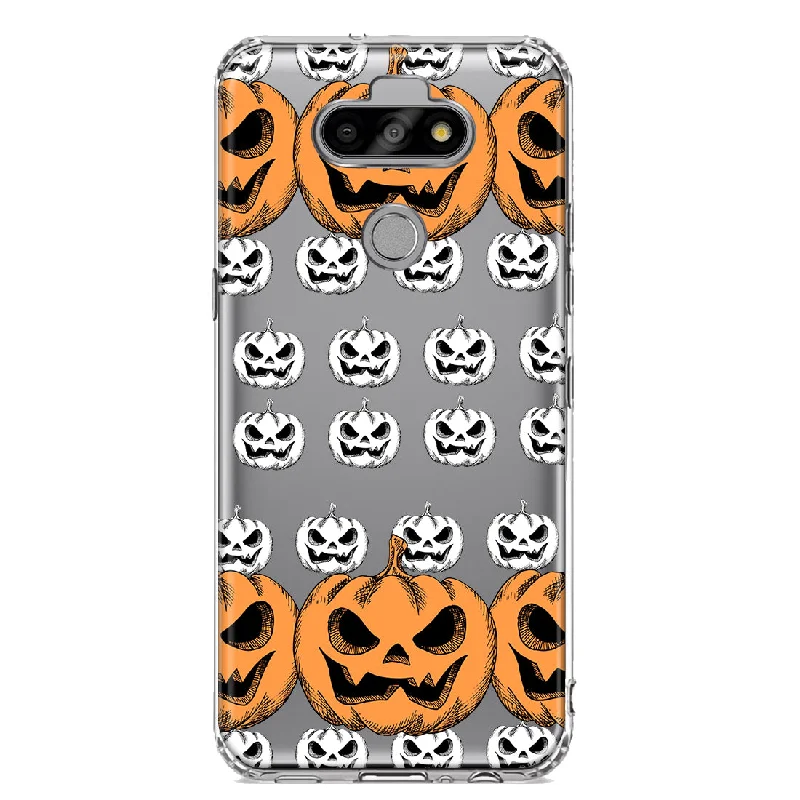 For LG Aristo 5/Phoenix 5/Risio 4 Halloween Spooky Horror Scary Jack O Lantern Pumpkins Design Hybrid Protective Phone Case Cover