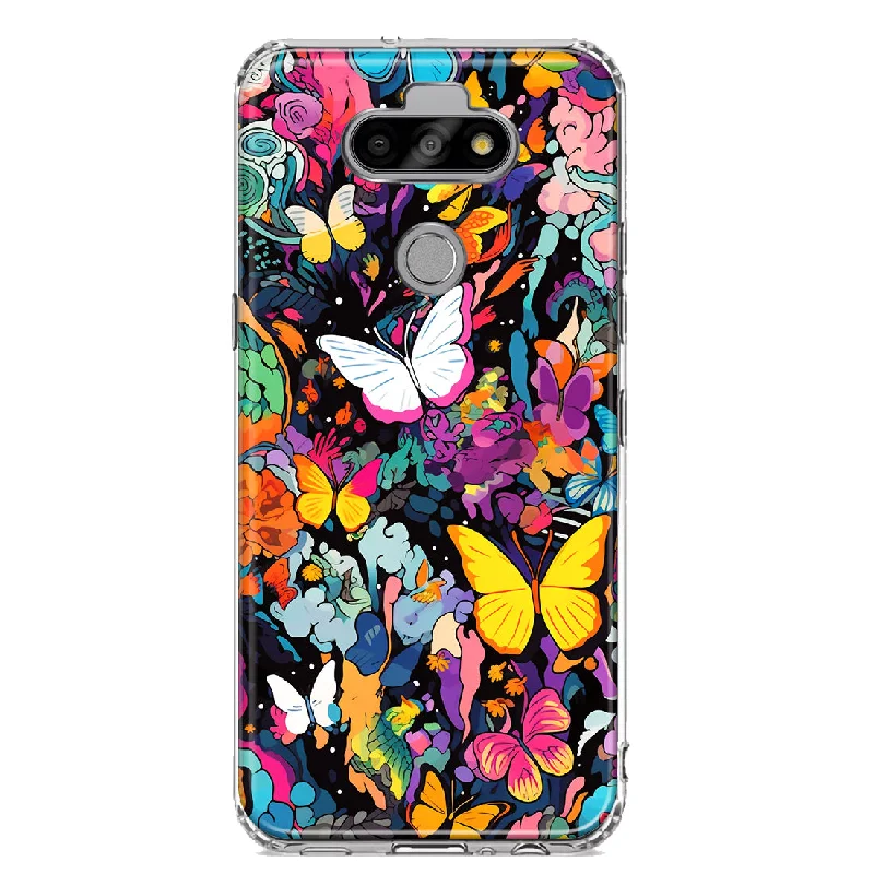 For LG Aristo 5/Phoenix 5/Risio 4 Psychedelic Trippy Butterflies Pop Art Design Hybrid Protective Phone Case Cover