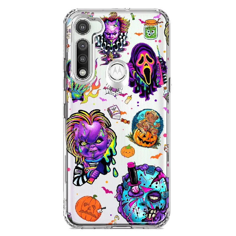 For Motorola Moto G Fast Cute Halloween Spooky Horror Scary Neon Characters Design Hybrid Protective Phone Case Cover