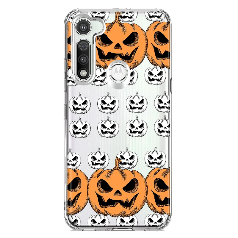 For Motorola Moto G Fast Halloween Spooky Horror Scary Jack O Lantern Pumpkins Design Hybrid Protective Phone Case Cover