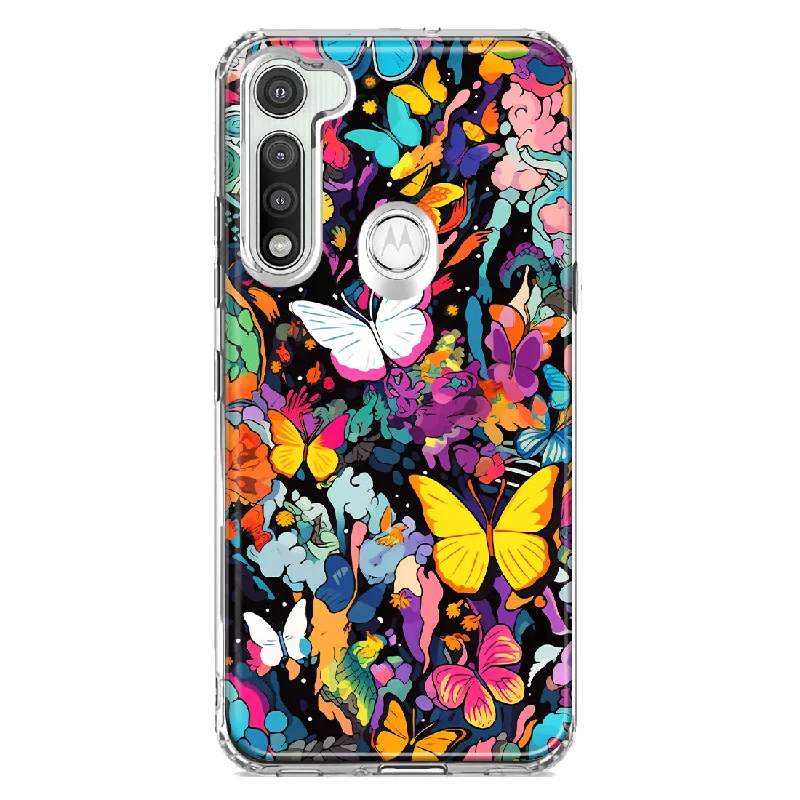 For Motorola Moto G Fast Psychedelic Trippy Butterflies Pop Art Design Hybrid Protective Phone Case Cover