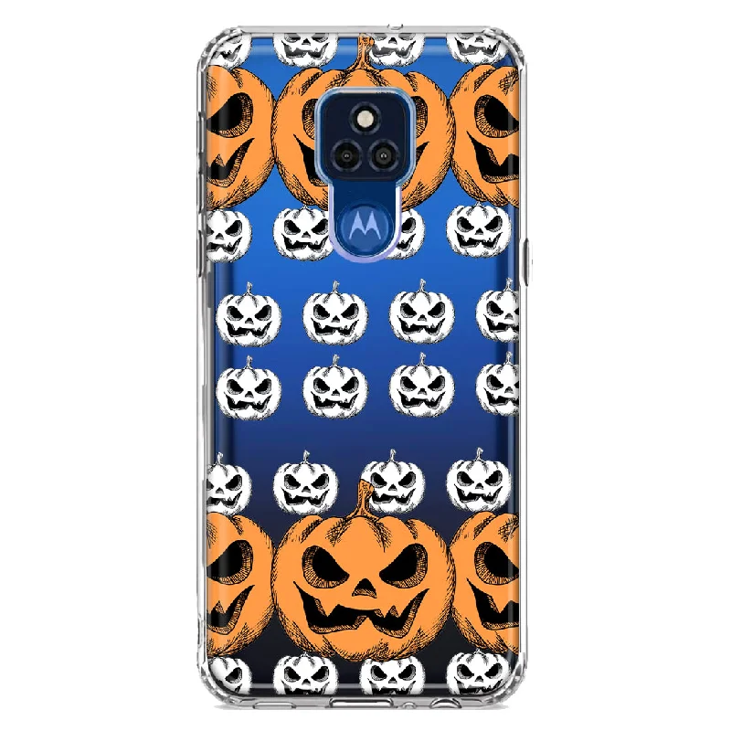 For Motorola Moto G Play 2021 Halloween Spooky Horror Scary Jack O Lantern Pumpkins Design Hybrid Protective Phone Case Cover