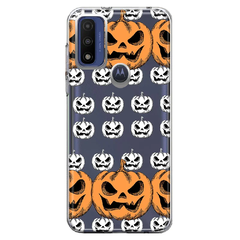 For Motorola Moto G Play 2023 Halloween Spooky Horror Scary Jack O Lantern Pumpkins Design Hybrid Protective Phone Case Cover