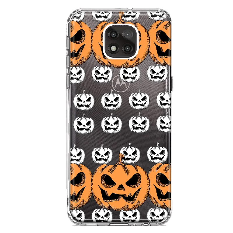 For Motorola Moto G Power 2021 Halloween Spooky Horror Scary Jack O Lantern Pumpkins Design Hybrid Protective Phone Case Cover