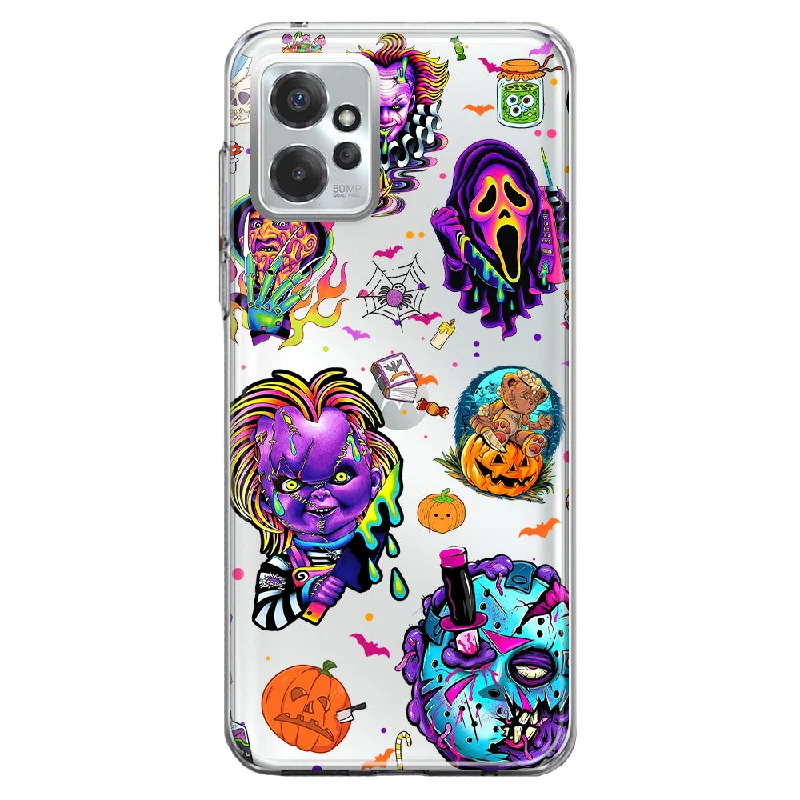 For Motorola Moto G Power 5G 2023 Cute Halloween Spooky Horror Scary Neon Characters Design Hybrid Protective Phone Case Cover