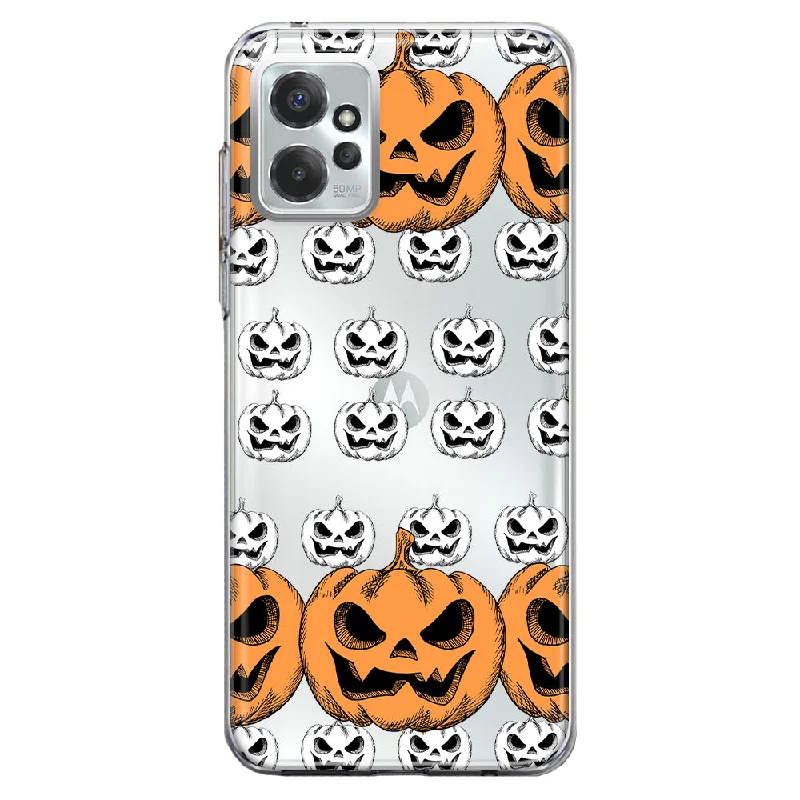 For Motorola Moto G Power 5G 2023 Halloween Spooky Horror Scary Jack O Lantern Pumpkins Design Hybrid Protective Phone Case Cover