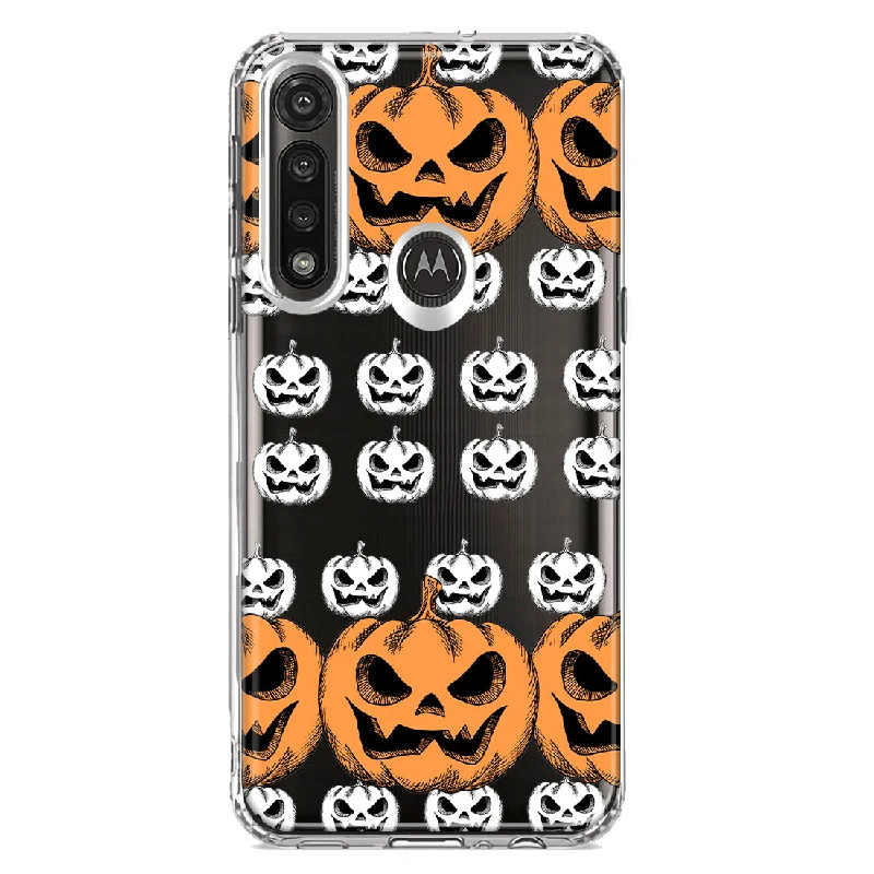 For Motorola Moto G Power Halloween Spooky Horror Scary Jack O Lantern Pumpkins Design Hybrid Protective Phone Case Cover