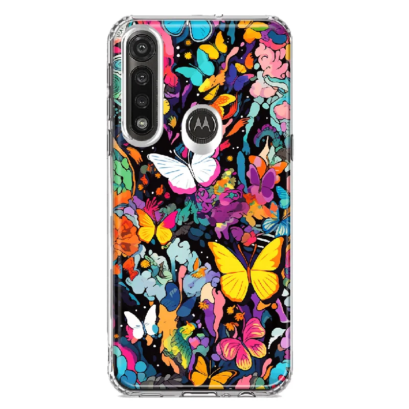 For Motorola Moto G Power Psychedelic Trippy Butterflies Pop Art Design Hybrid Protective Phone Case Cover