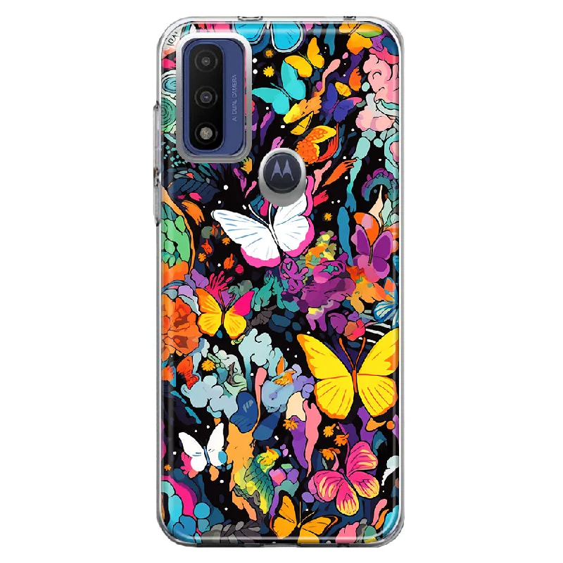 For Motorola Moto G Pure G Power 2022 G Play 2023 Psychedelic Trippy Butterflies Pop Art Design Hybrid Protective Phone Case Cover