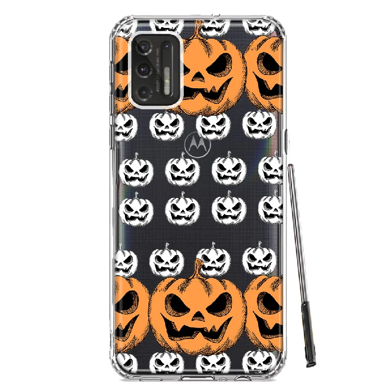 For Motorola Moto G Stylus 2021 Halloween Spooky Horror Scary Jack O Lantern Pumpkins Design Hybrid Protective Phone Case Cover