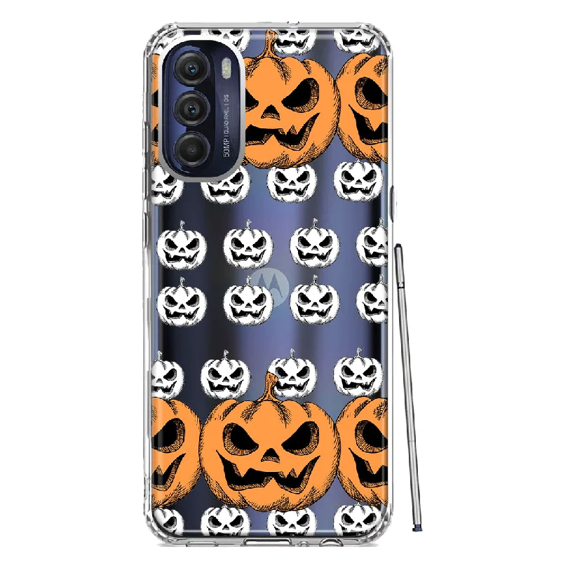 For Motorola Moto G Stylus 4G 2022 Halloween Spooky Horror Scary Jack O Lantern Pumpkins Design Hybrid Protective Phone Case Cover