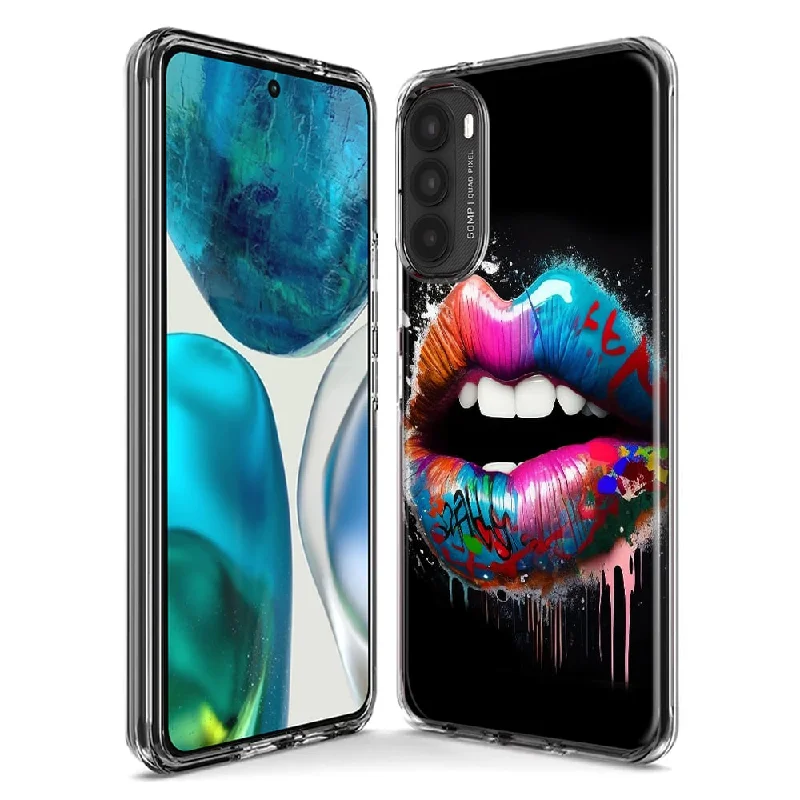 For Motorola Moto G Stylus 5G 2023 Colorful Lip Graffiti Painting Art Design Hybrid Protective Phone Case Cover