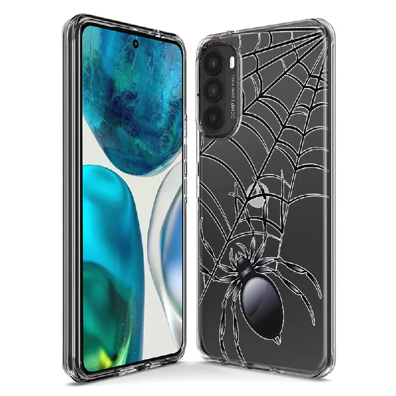 For Motorola Moto G Stylus 5G 2023 Creepy Black Spider Web Halloween Horror Spooky Design Hybrid Protective Phone Case Cover