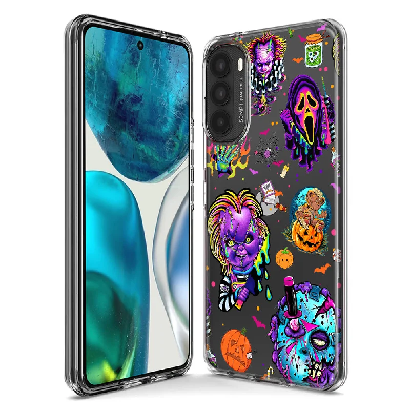 For Motorola Moto G Stylus 5G 2023 Cute Halloween Spooky Horror Scary Neon Characters Design Hybrid Protective Phone Case Cover