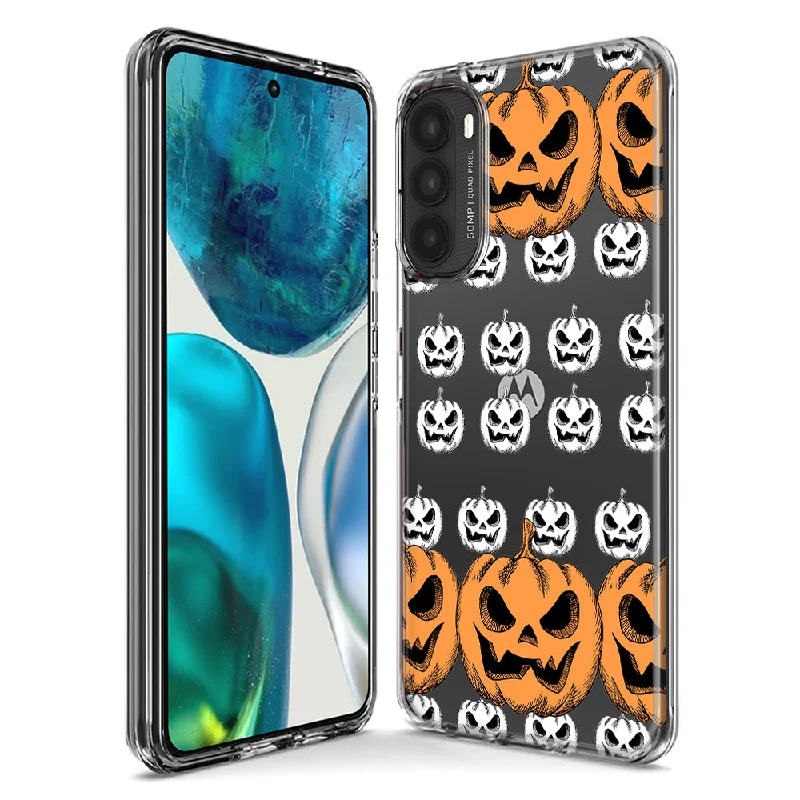 For Motorola Moto G Stylus 5G 2023 Halloween Spooky Horror Scary Jack O Lantern Pumpkins Design Hybrid Protective Phone Case Cover