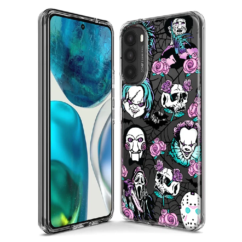 For Motorola Moto G Stylus 5G 2023 Roses Halloween Spooky Horror Characters Spider Web Design Hybrid Protective Phone Case Cover