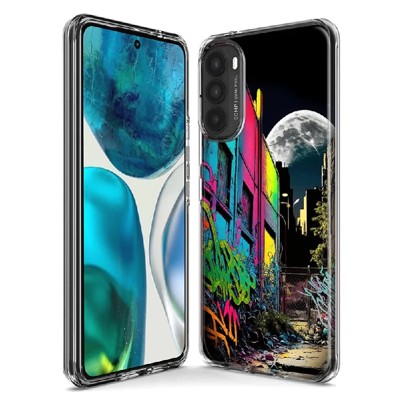 For Motorola Moto G Stylus 5G 2023 Urban City Full Moon Graffiti Painting Art Design Hybrid Protective Phone Case Cover