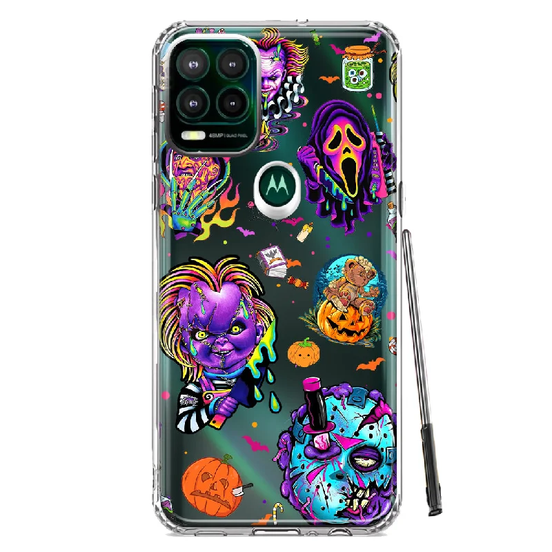 For Motorola Moto G Stylus 5G Cute Halloween Spooky Horror Scary Neon Characters Design Hybrid Protective Phone Case Cover